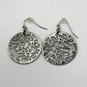Kendra Scott Silver-Tone Filigree Round Dangle Earrings